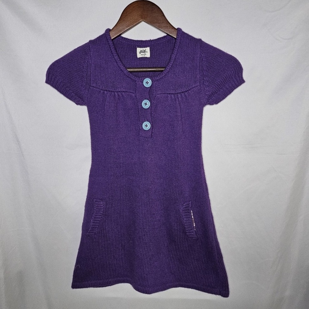 Girls Mini Boden Purple Sweater Dress Angora Rabbit Cashmere Pockets 5 6Y